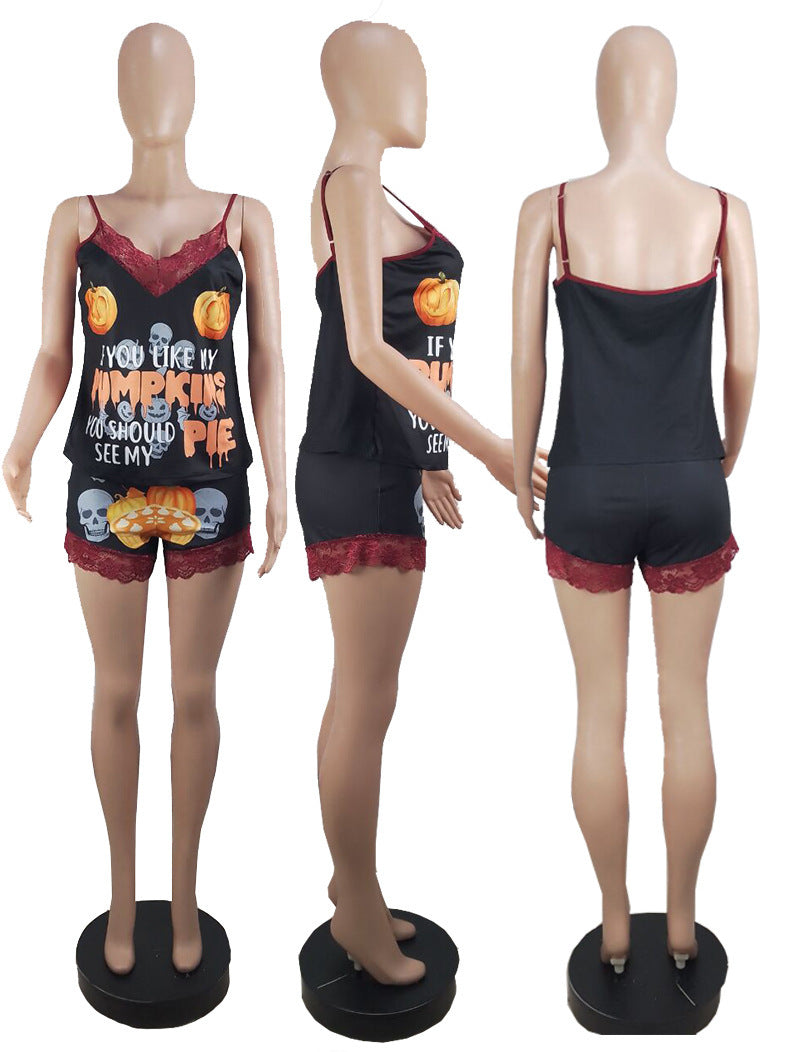 Sexy Lingerie Women's Halloween Pajamas Lace Top With Narrow Straps