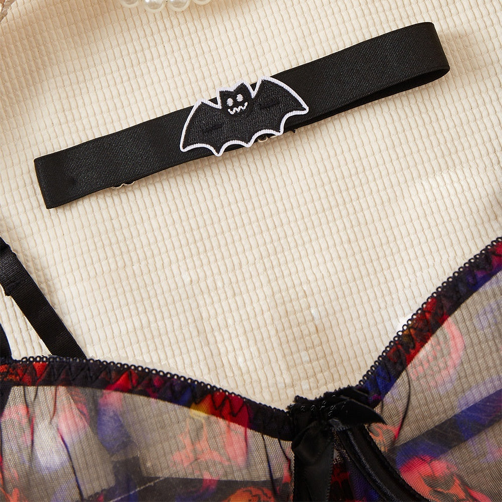 Women's Halloween Skull Printed Sexy Lingerie Suit