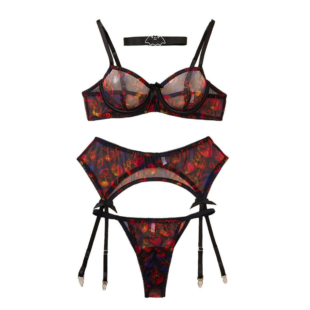 Women's Halloween Skull Printed Sexy Lingerie Suit
