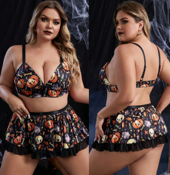 Pumpkin Underwear Halloween Costume Uniform Funny Temptation Women's Large