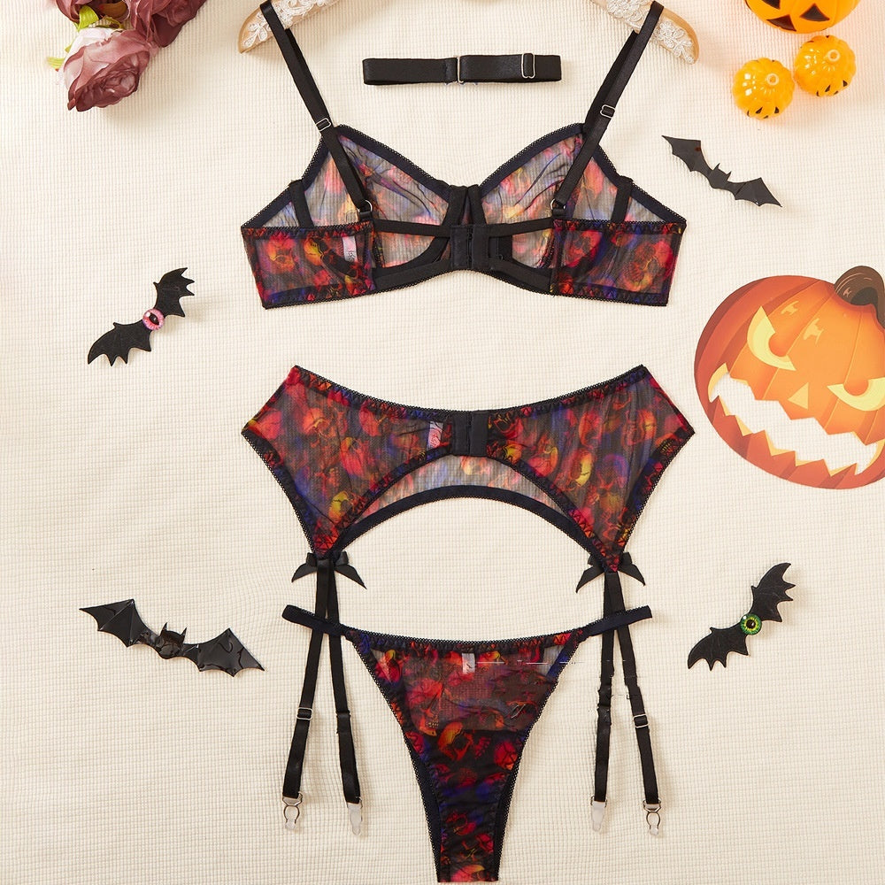Women's Halloween Skull Printed Sexy Lingerie Suit