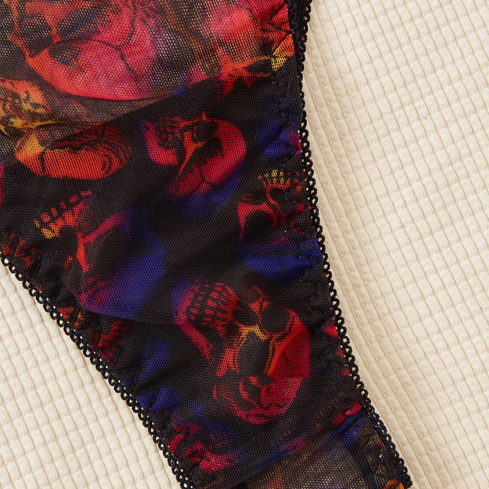 Women's Halloween Skull Printed Sexy Lingerie Suit