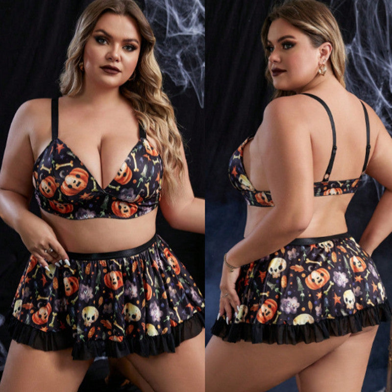 Pumpkin Underwear Halloween Costume Uniform Funny Temptation Women's Large